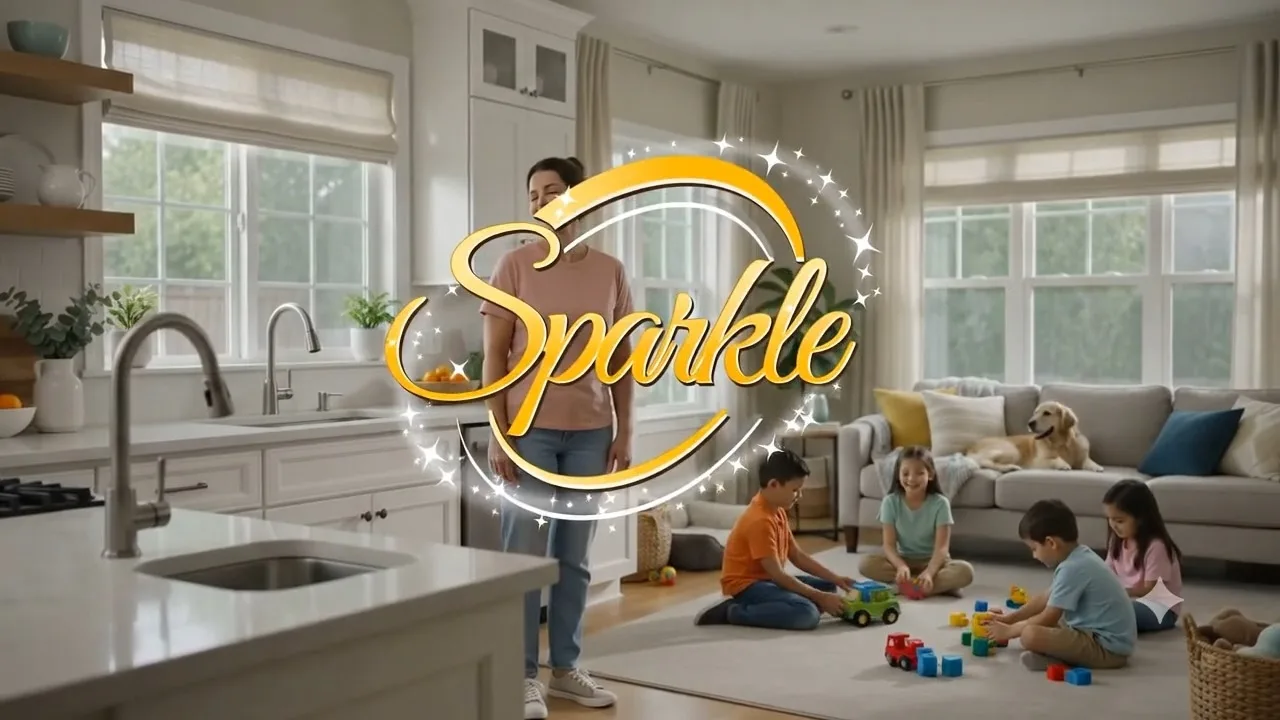 Sparkle The Cleaning Service team member cleaning a bright Dallas-area home